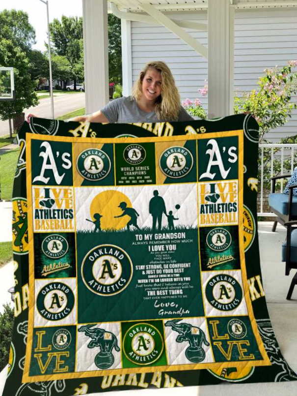 Oakland Athletics To My Grandson Love Grandpa 3D Quilt Blanket