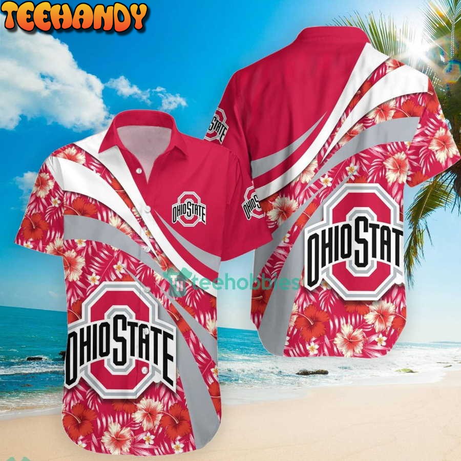 Ohio State Buckeyes NCAA Hibiscus Tropical Flower Hawaiian Shirt