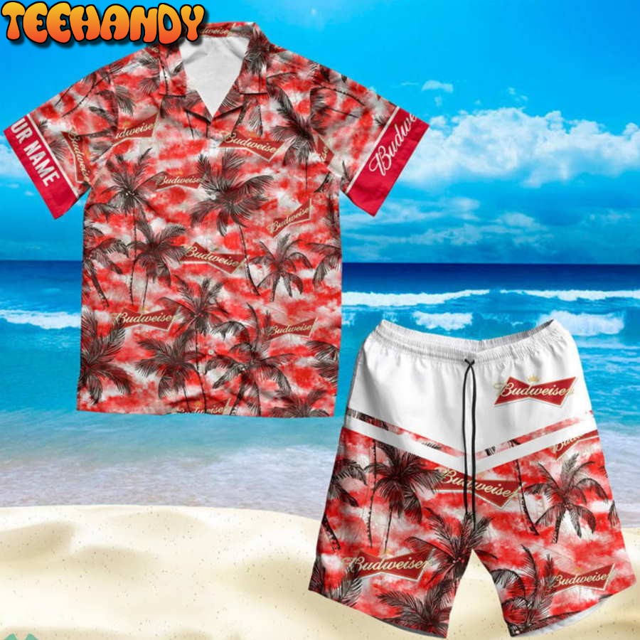 Personalized Tropical Budweiser Beer Short Sleeve Hawaiian Shirt And Short