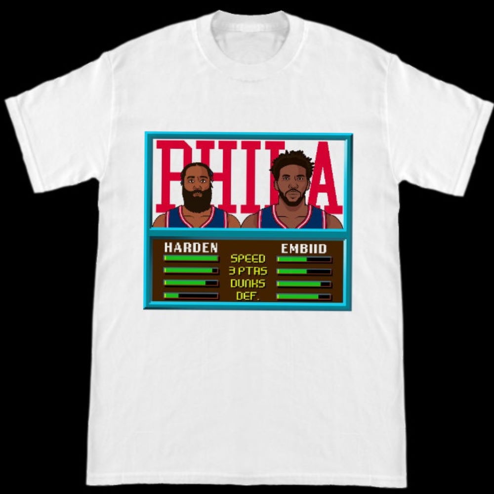 Philadelphia 76ers Joel Embiid James Harden NBA Jam Style T Shirt