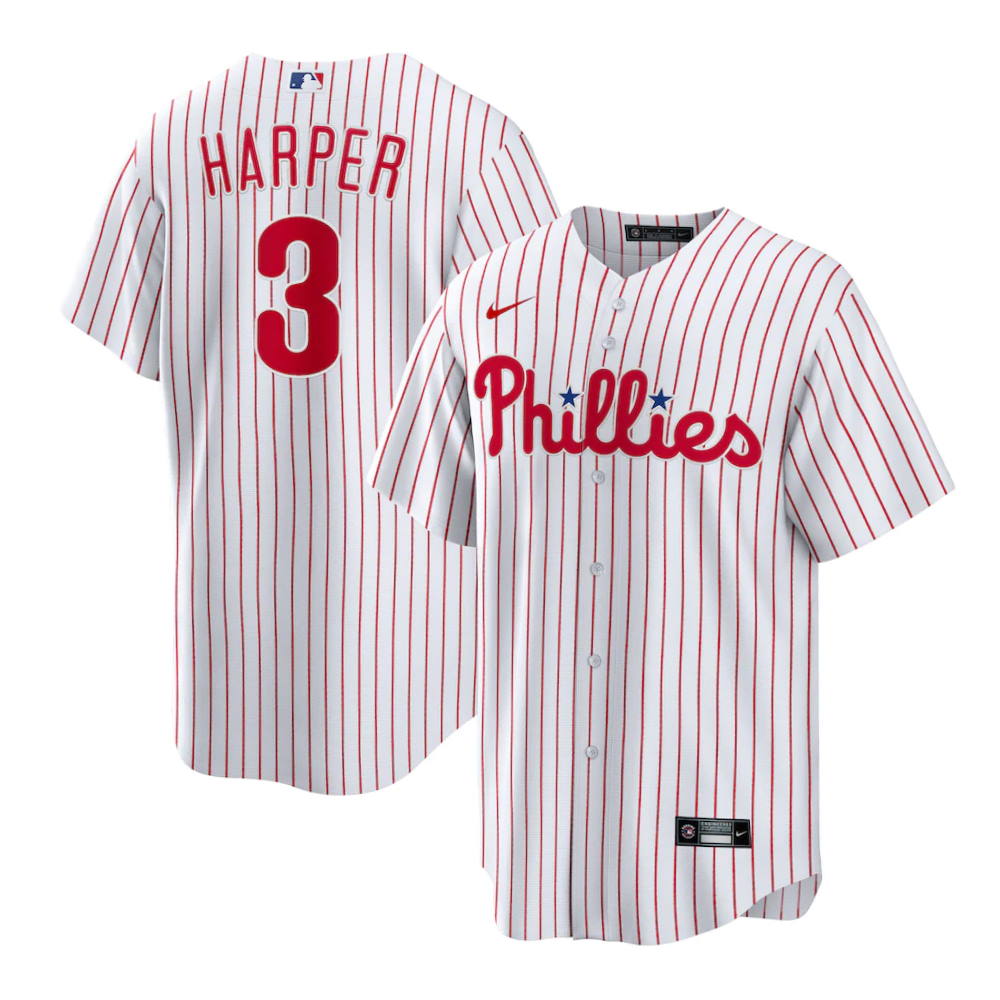 Philadelphia Phillies Bryce Harper White Home Replica Player Name Jersey