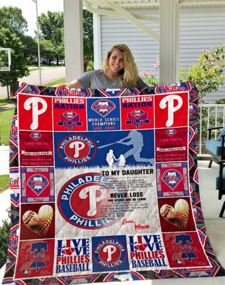 Philadelphia Phillies To My Daughter Love Mom 3D Quilt Blanket