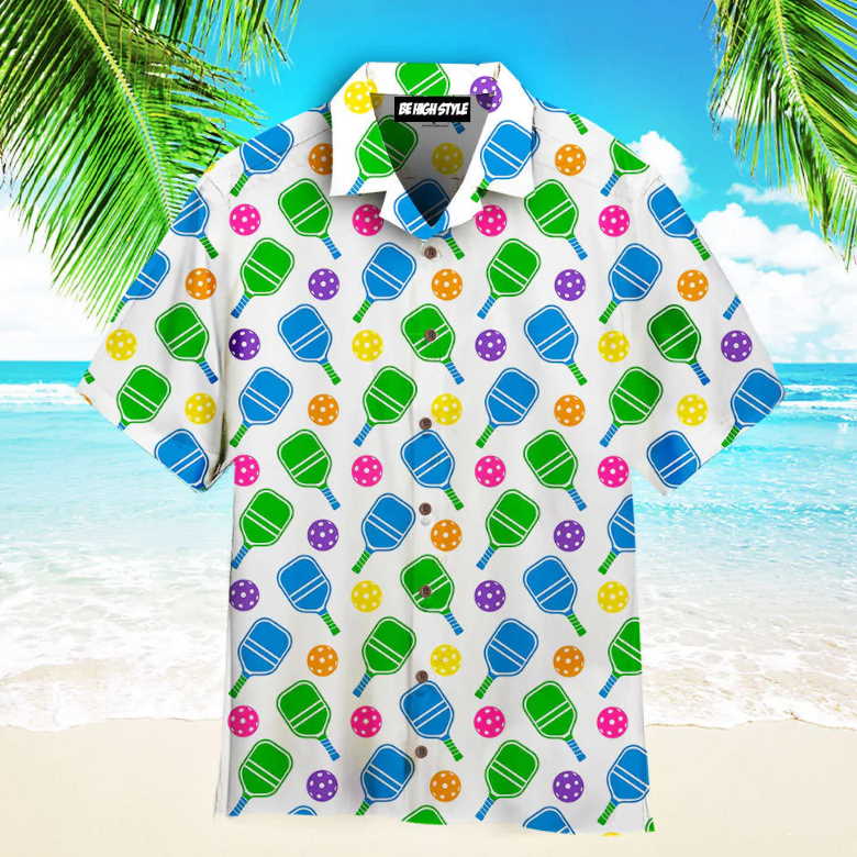 Pickleball Green And Blue Pattern Aloha Hawaiian Shirt