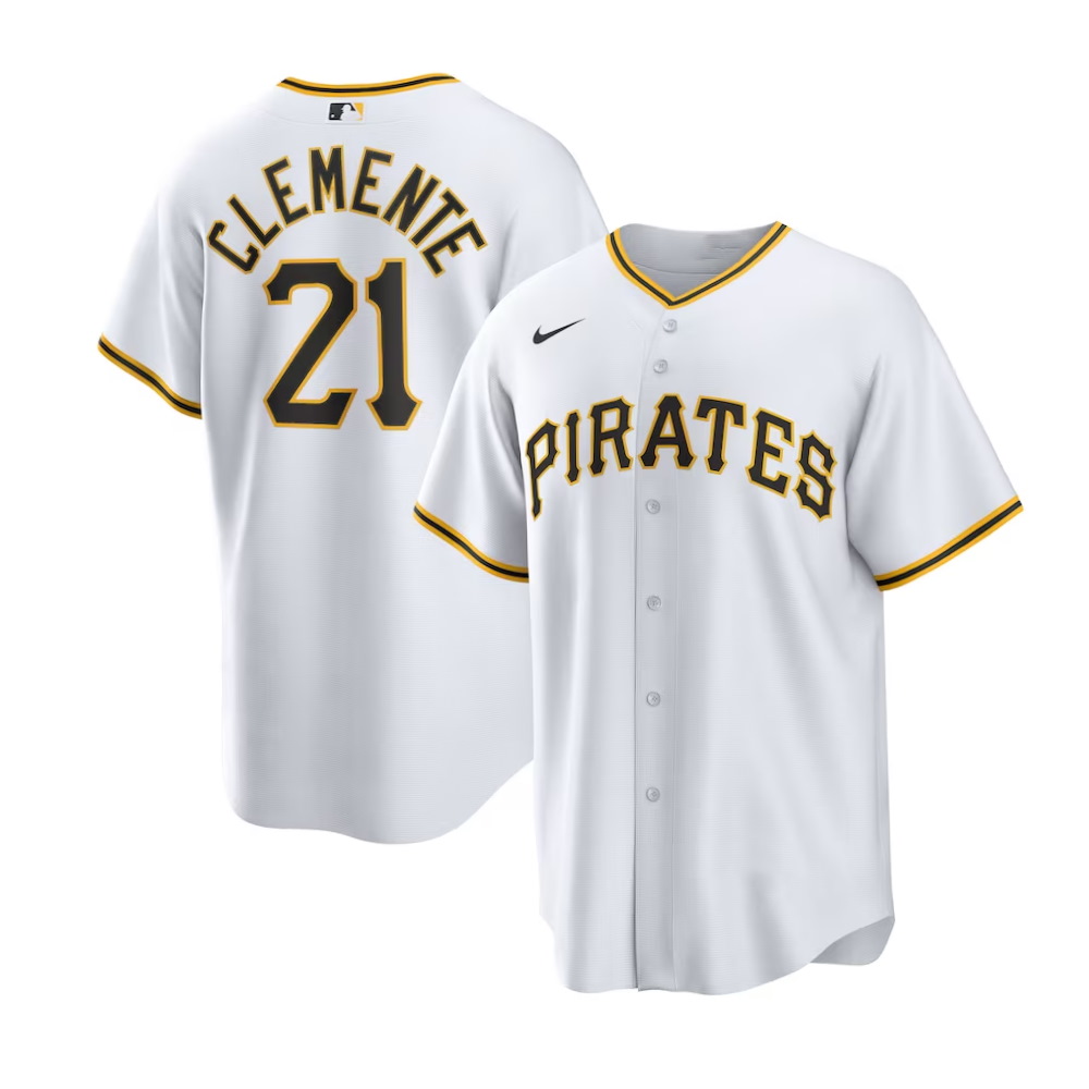 Pittsburgh Pirates Roberto Clemente White Home Replica Player Name Jersey