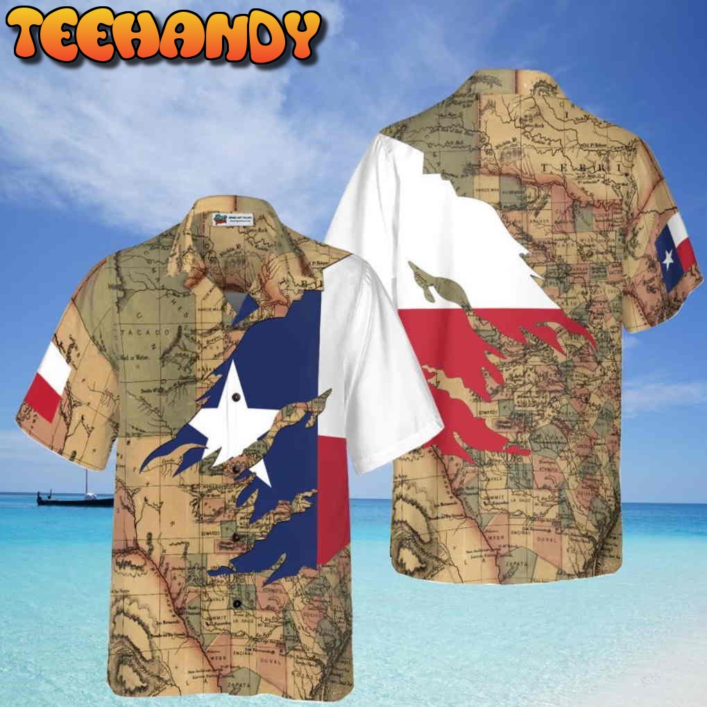 Proud Texas Map Pattern Hawaiian Shirt