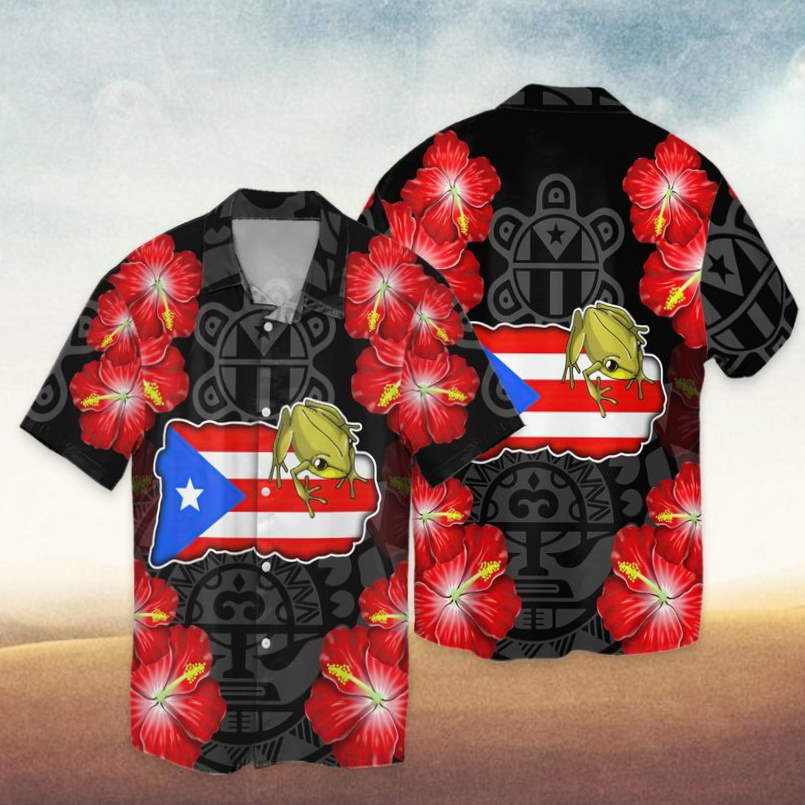 Puerto Rico Frog Hawaiian Shirt