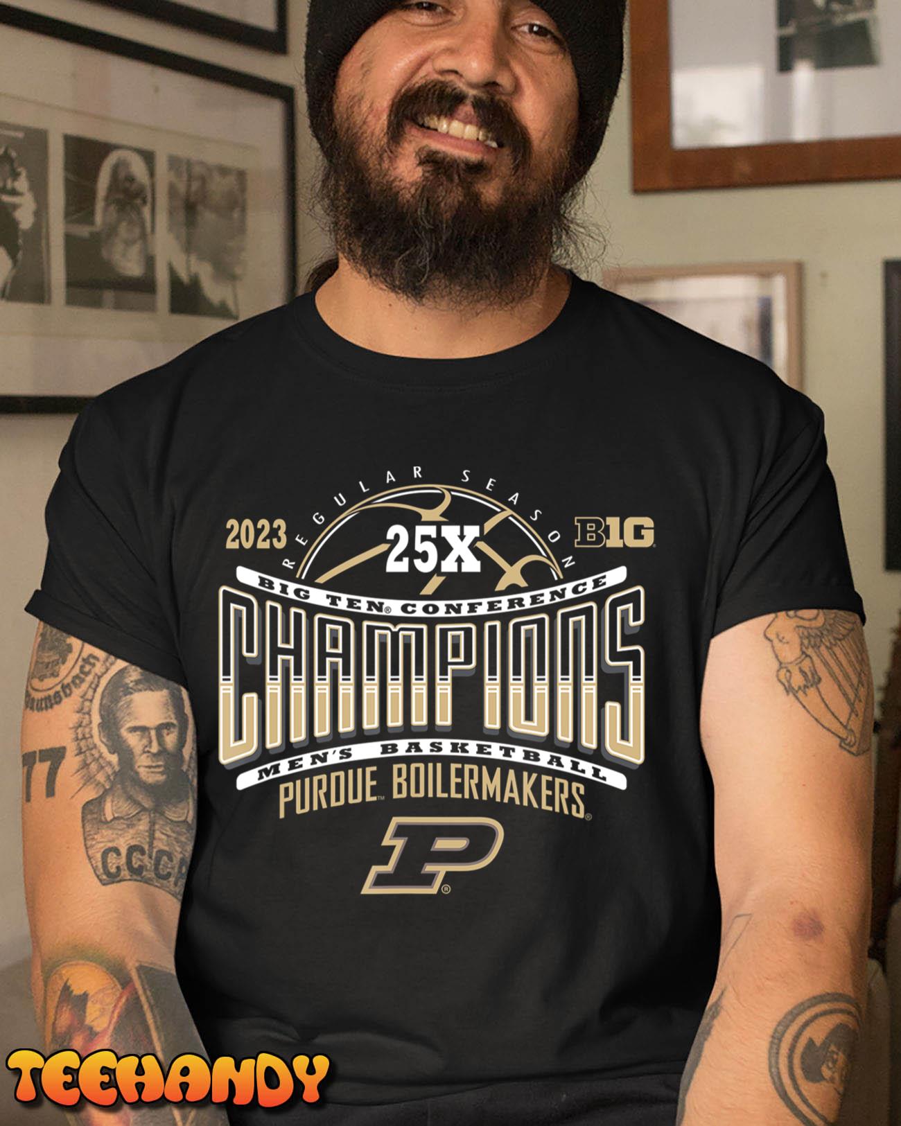 Purdue Boilermakers Big Ten Champs Basketball 2023 25X Black T-Shirt