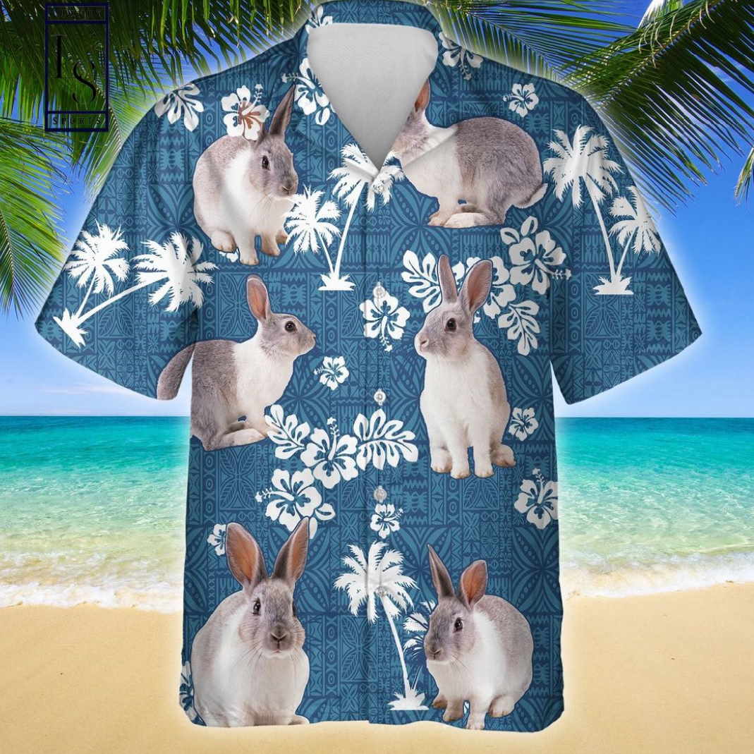 Rabbit Blue Tribal Pattern Hawaiian Shirt