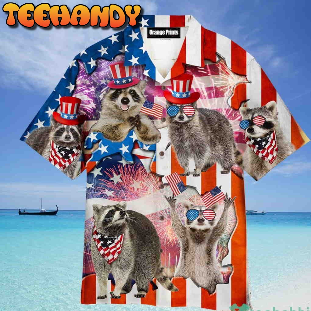 Raccoon Love America 4th Of July Aloha Hawaiian Shirt