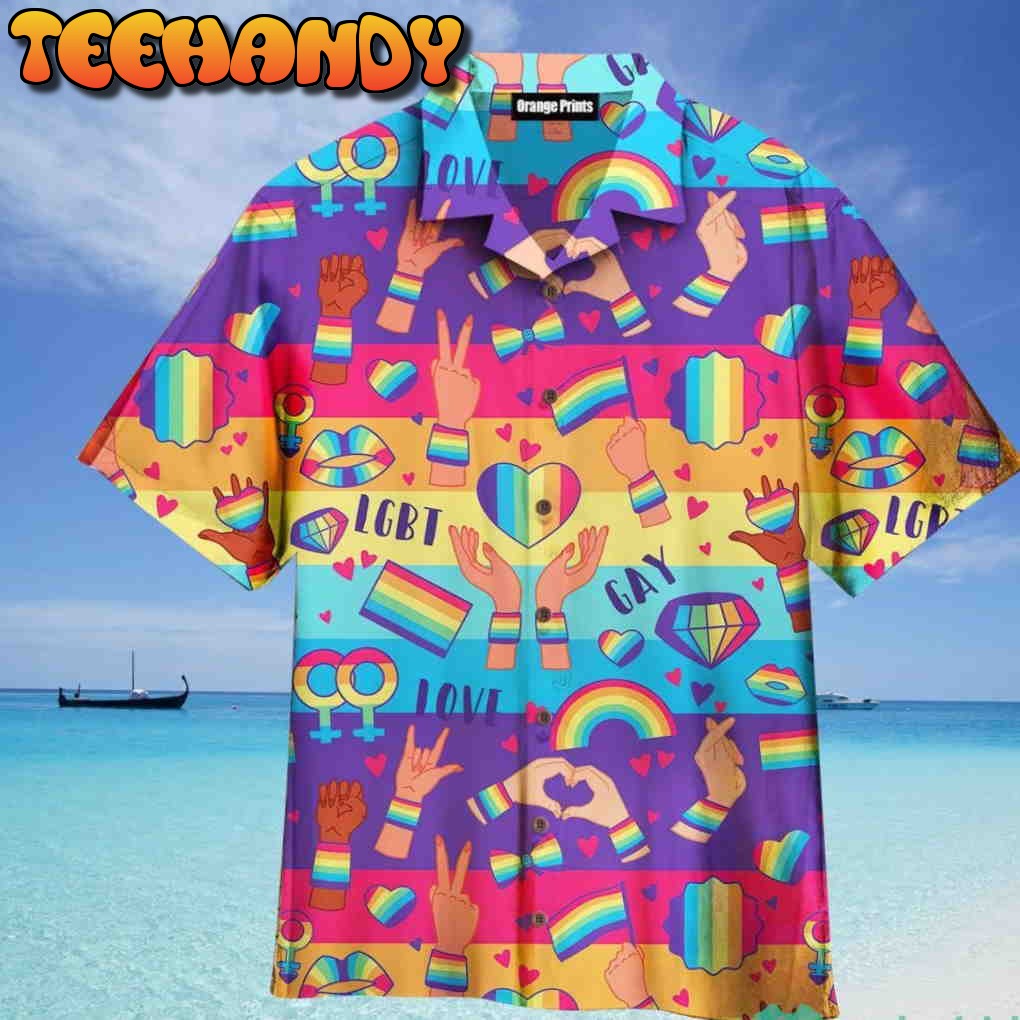 Rainbow LGBT Rights Symbols Hawaiian Shirt