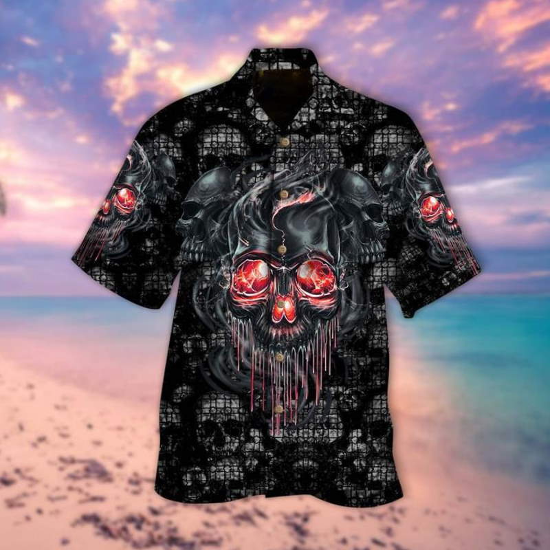 Red Skull Smoke Halloween Hawaiian Shirt