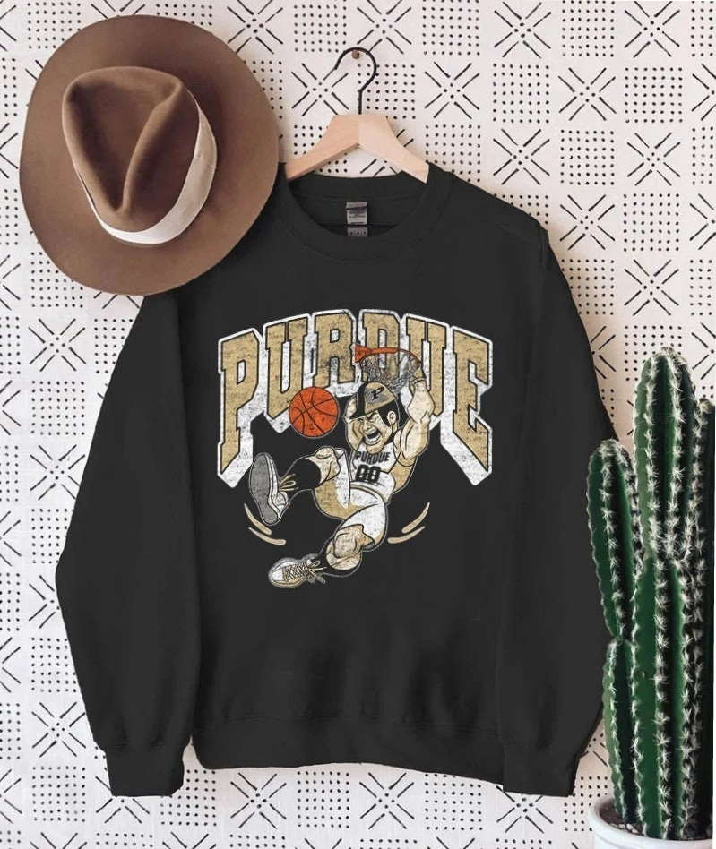 Retro Vintage Distressed Purdue Basketball Sweatshirt