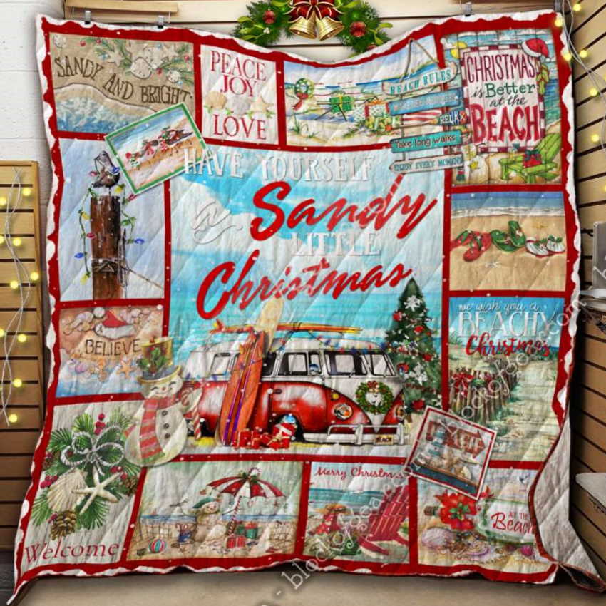 Sandy And Bright, Christmas At The Beach 3D Quilt Blanket