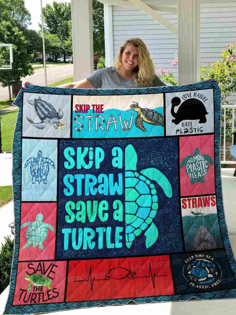 Save Turtles 3D Quilt Blanket