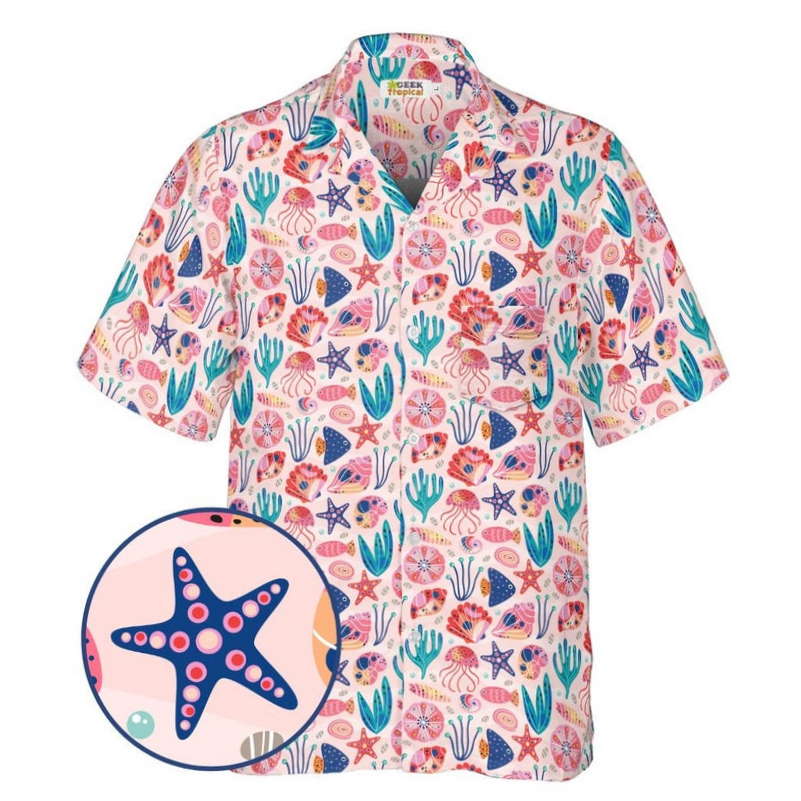 Science Cute Marine Biology Pink Hawaiian Shirt