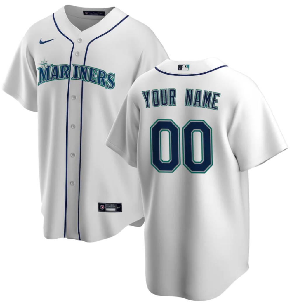 Seattle Mariners White Home Replica Custom Jersey