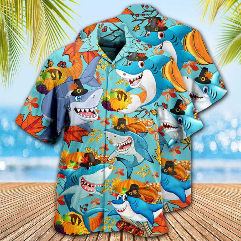 Shark Fruit Cookie Thanksgiving Hawaiian Shirt