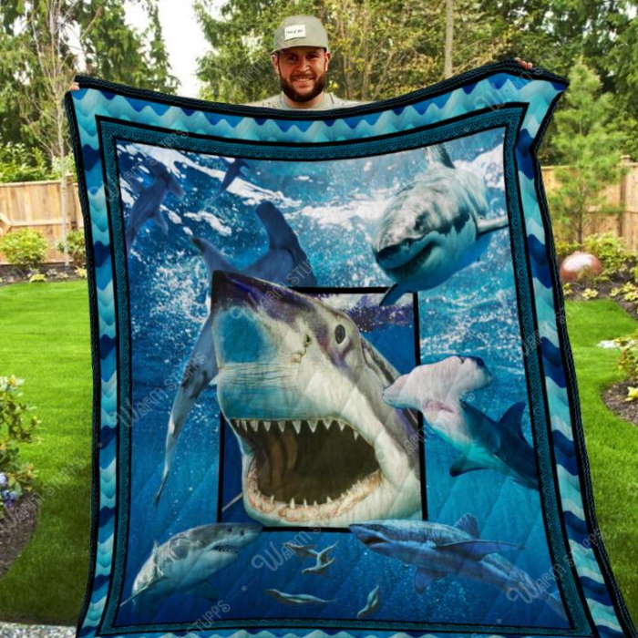 Shark Ocean 3D Customized Quilt Blanket