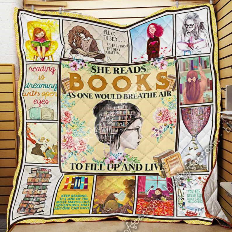 She Reads Books As One Would Breathe Air To Fill Up And Live 3D Quilt Blanket