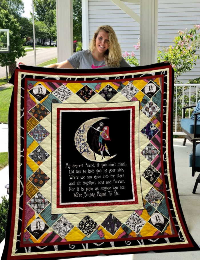 Skellington And Sally Love To Moon And Back 3D Quilt Blanket