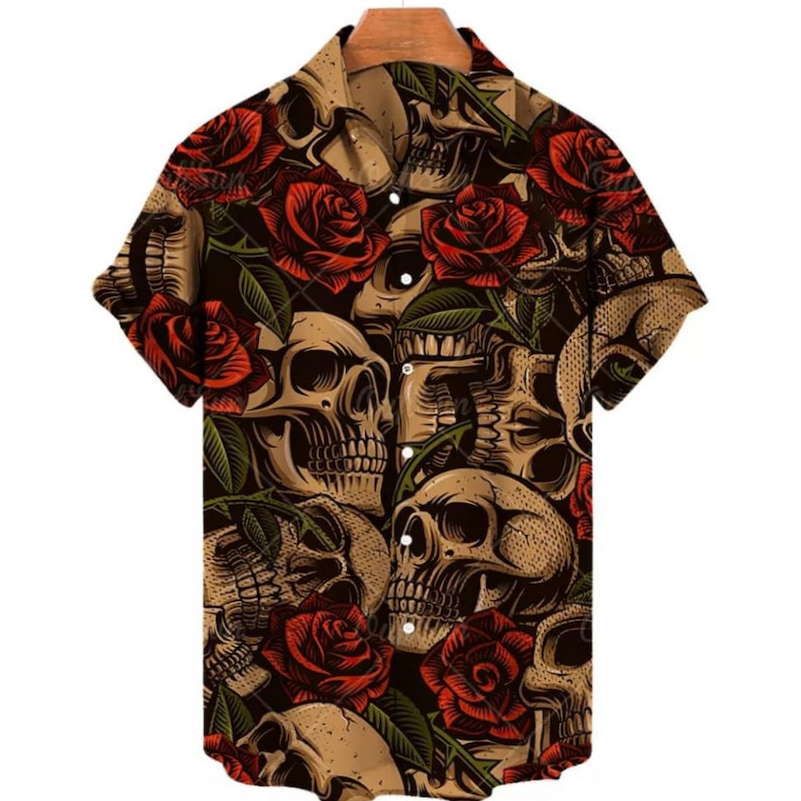 Skull And Rose Hawaiian Shirt