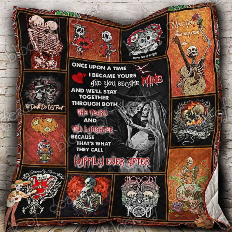 Skull Couple 3D Quilt Blanket