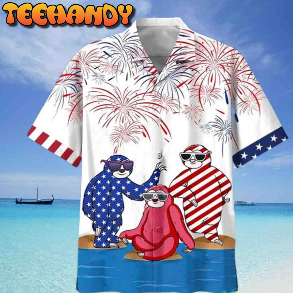 Sloths With Firework 4th Of July Hawaiian Shirt