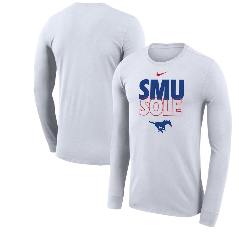 SMU Mustangs On Court Bench Long Sleeve T-Shirt