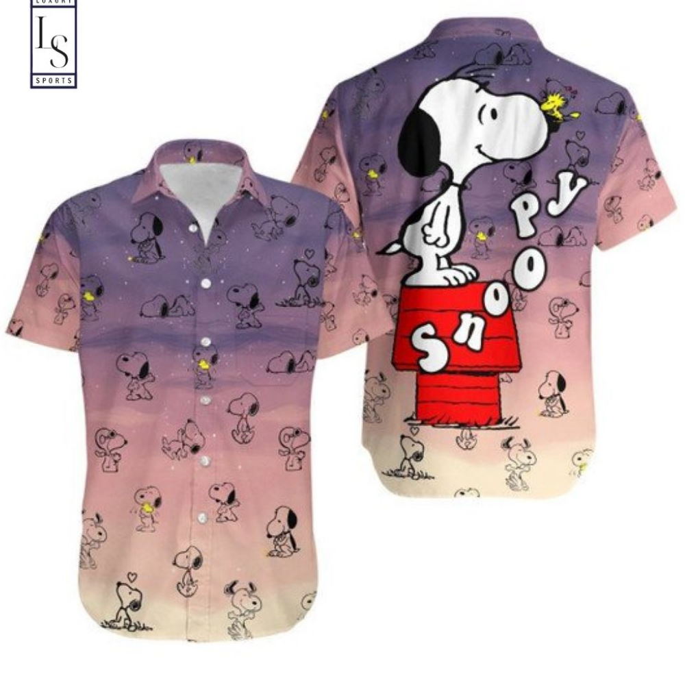 Snoopy Dog Ombre Starry Sky Hawaiian Shirt