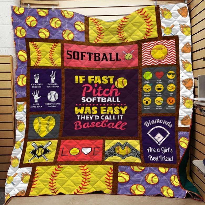Softball  Customize Quilt Blanket