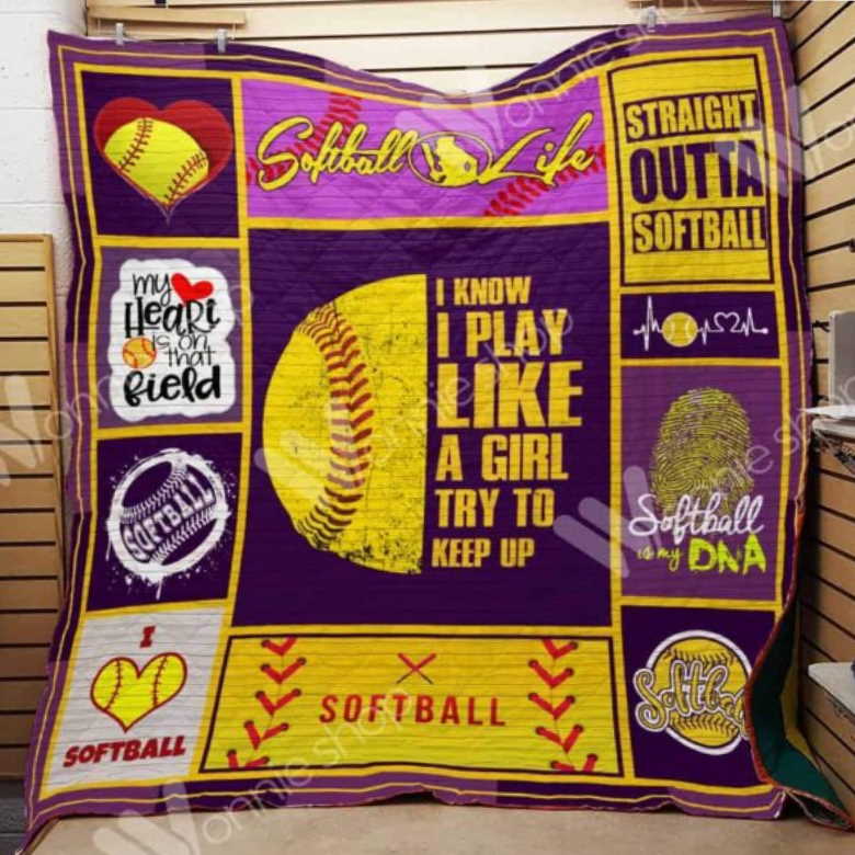 Softball Girl 3D Customized Quilt Blanket