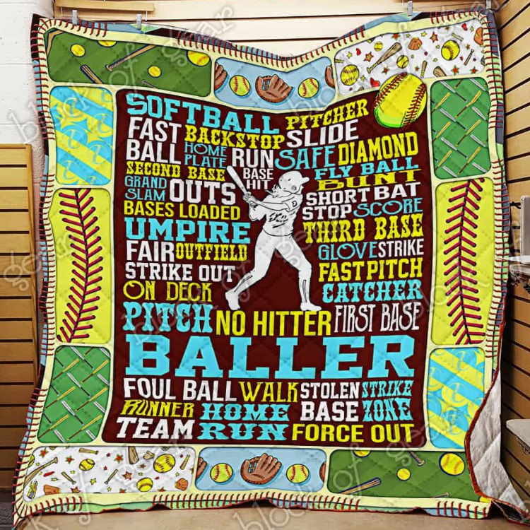 Softball Player 3D Quilt Blanket
