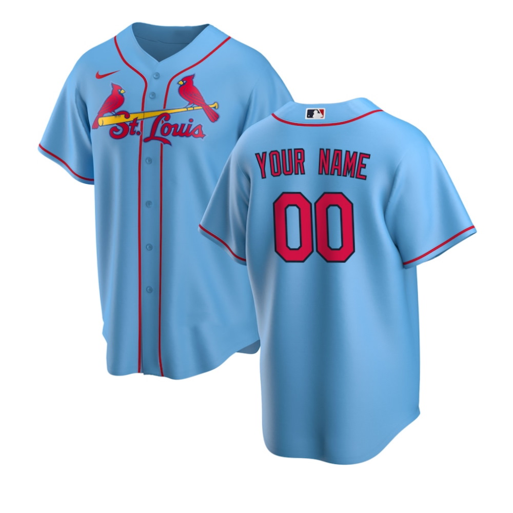 St. Louis Cardinals Light Blue Alternate Replica Custom Jersey