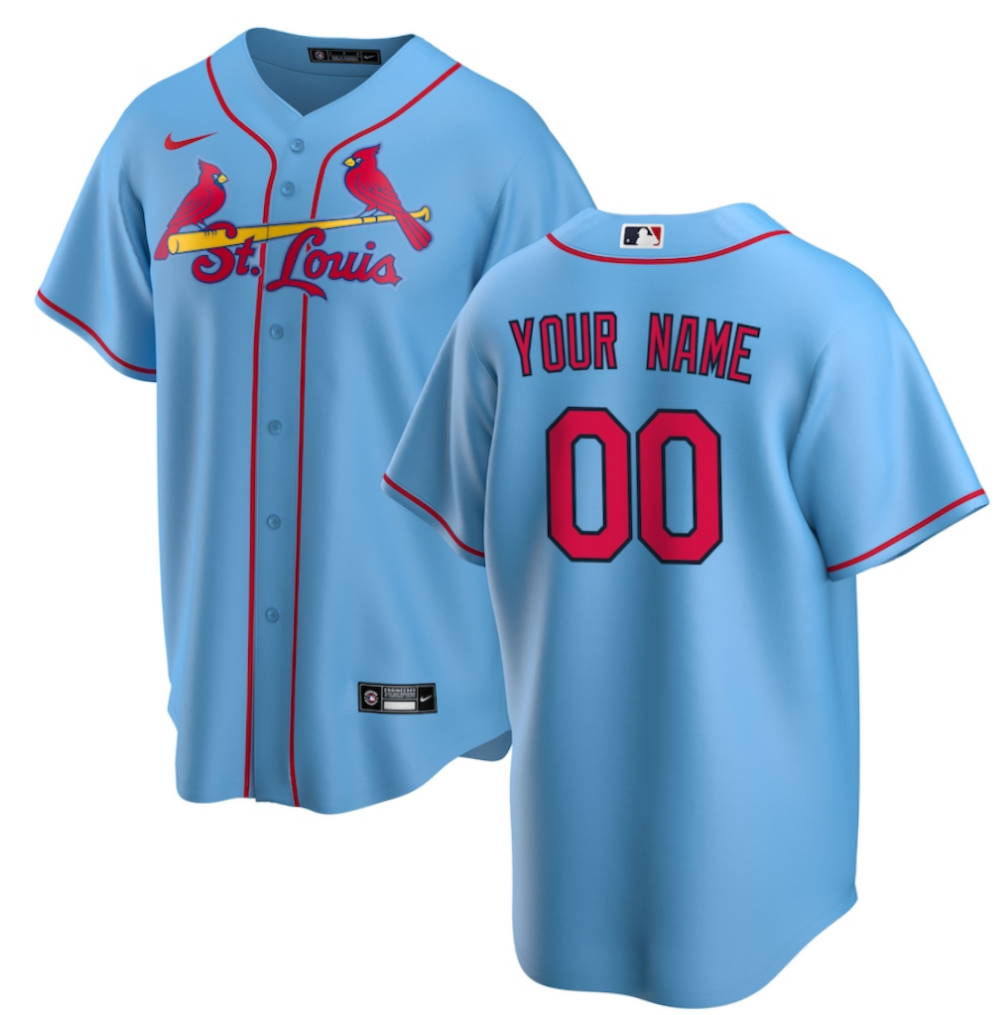 St. Louis Cardinals Light Blue Alternate Replica Custom Jersey