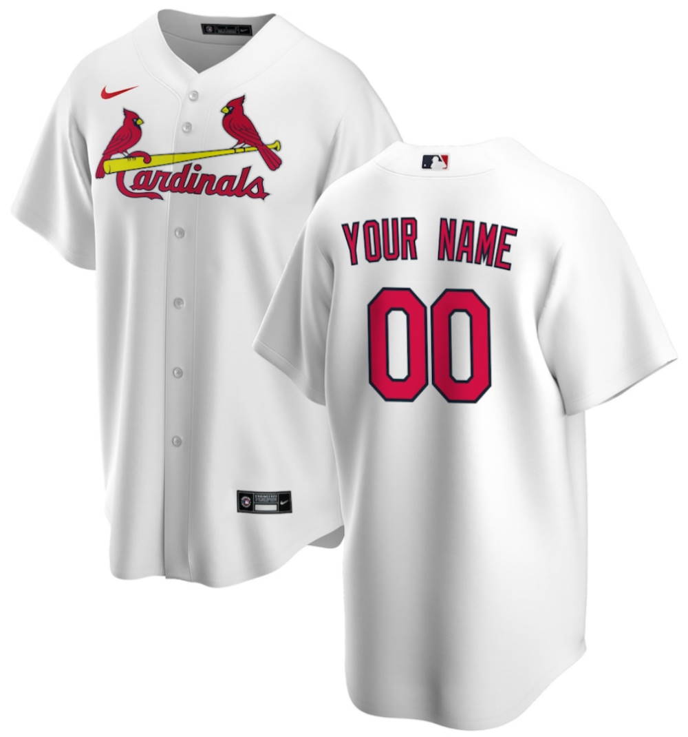 St. Louis Cardinals White Home Replica Custom Jersey