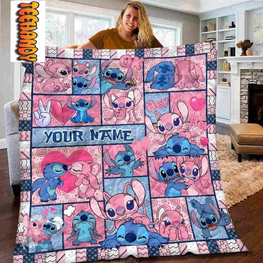 Stitch Love Ohana Custom Name Blanket