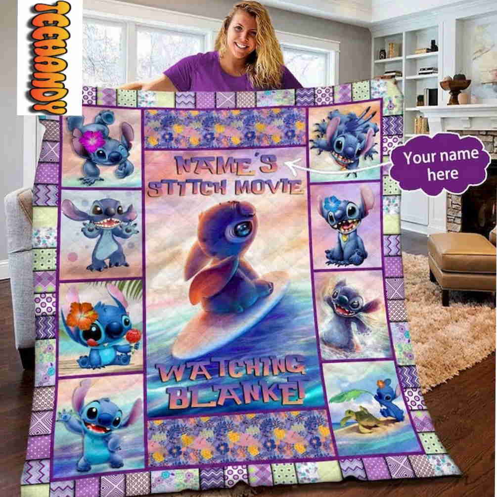 Stitch Watching Custom Name Blanket