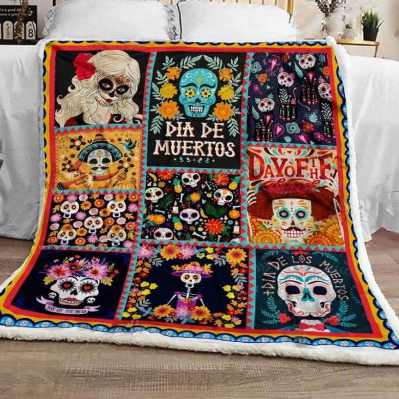 Sugar Skull Day Of The Dead Is Coming Chrismas Gift 3D Quilt Blanket