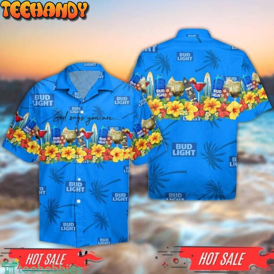 Summer Bud Light Short Sleeve Hawaiian Shirt And Short