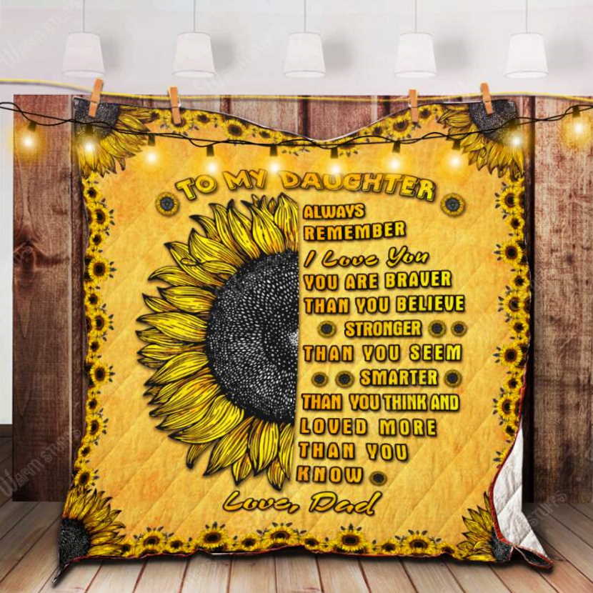 Sunflower To My Daughter Love Dad 3D Quilt Blanket