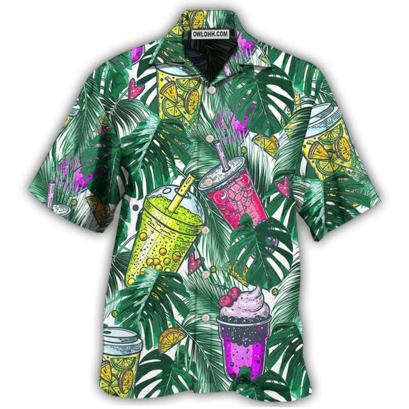 Tea Boba Tea Tropical Leaf Hawaiian Shirt