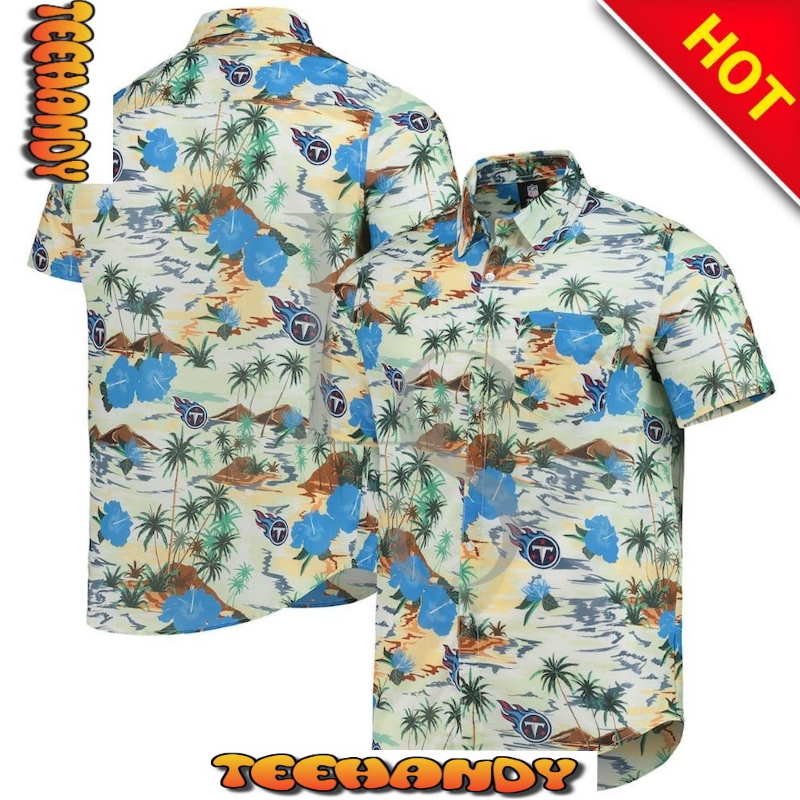 Tennessee Titans Cream Paradise Floral Hawaiian Shirt