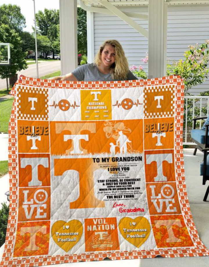 Tennessee Volunteers To My Grandson Love Grandmom 3D Quilt Blanket