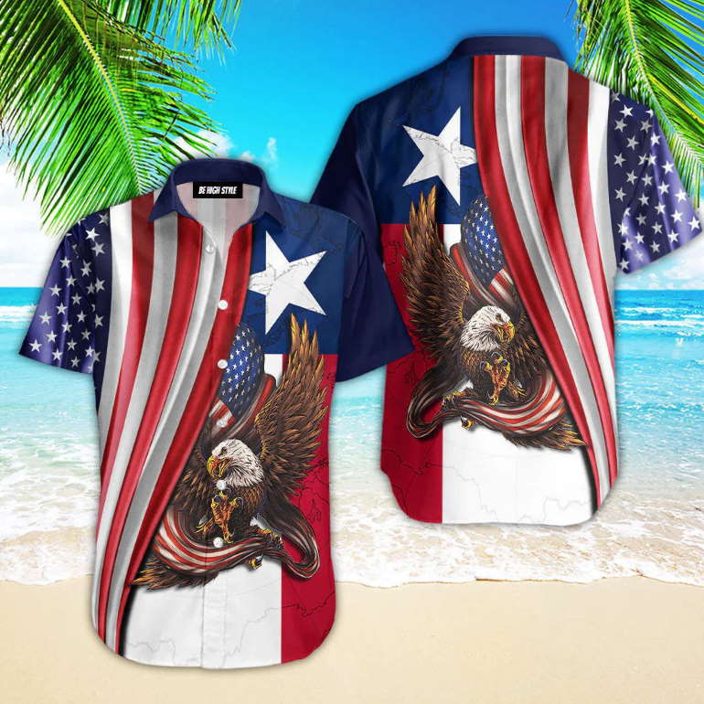 Texas Bald Eagle American Hawaiian Shirt