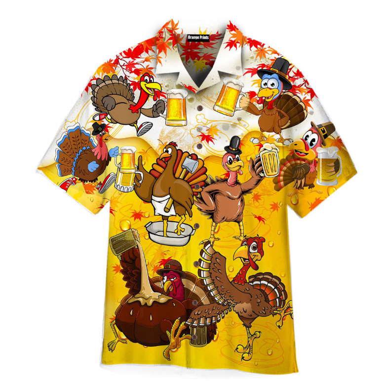 Thanksgiving Turkey With Beer Hawaiian Shirt