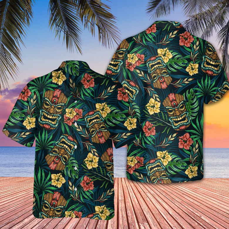 Tiki Tiki Aloha Tropical Pattern Hawaiian Shirt