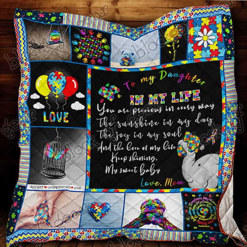 To My Daughter, Autism Awareness 3D Quilt Blanket