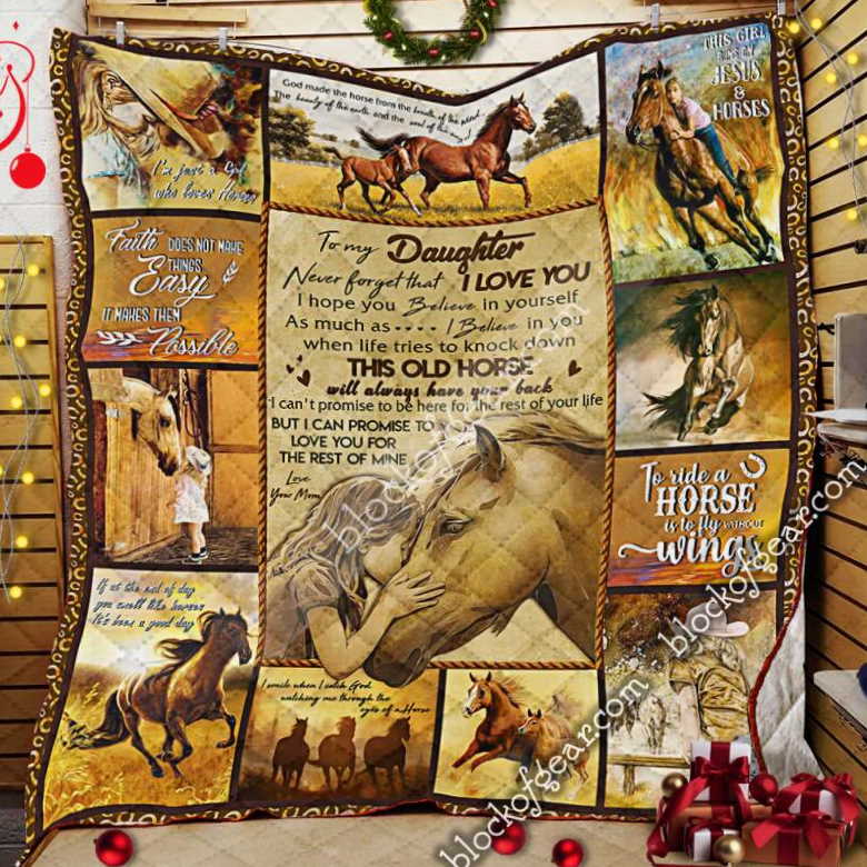 To My Daughter, Love Mom, Horse 3D Quilt Blanket