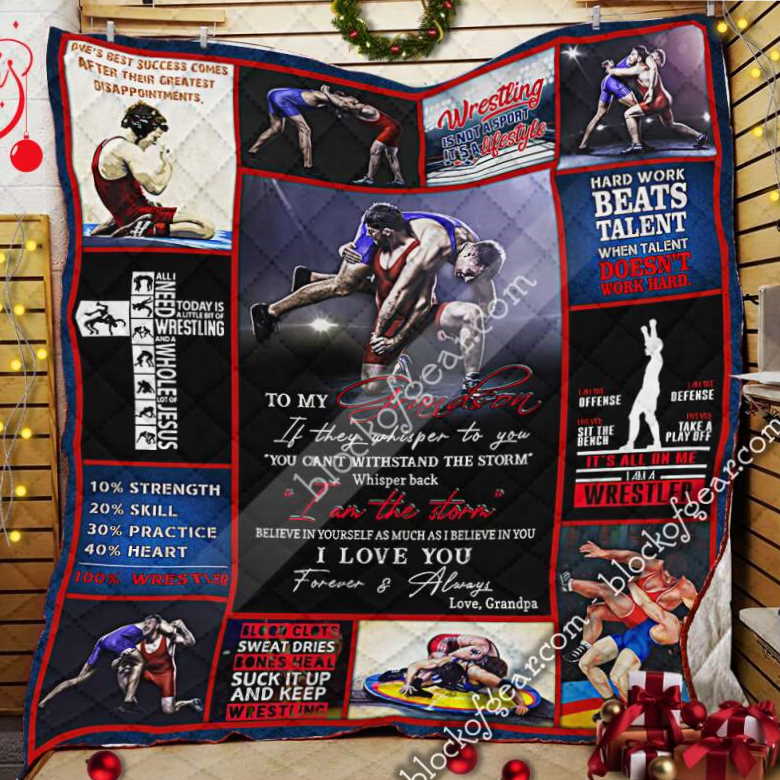 To My Grandson, Love Grandpa, Wrestling 3D Quilt Blanket