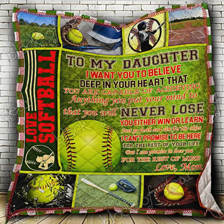 To My Softball Daughter 3D Quilt Blanket